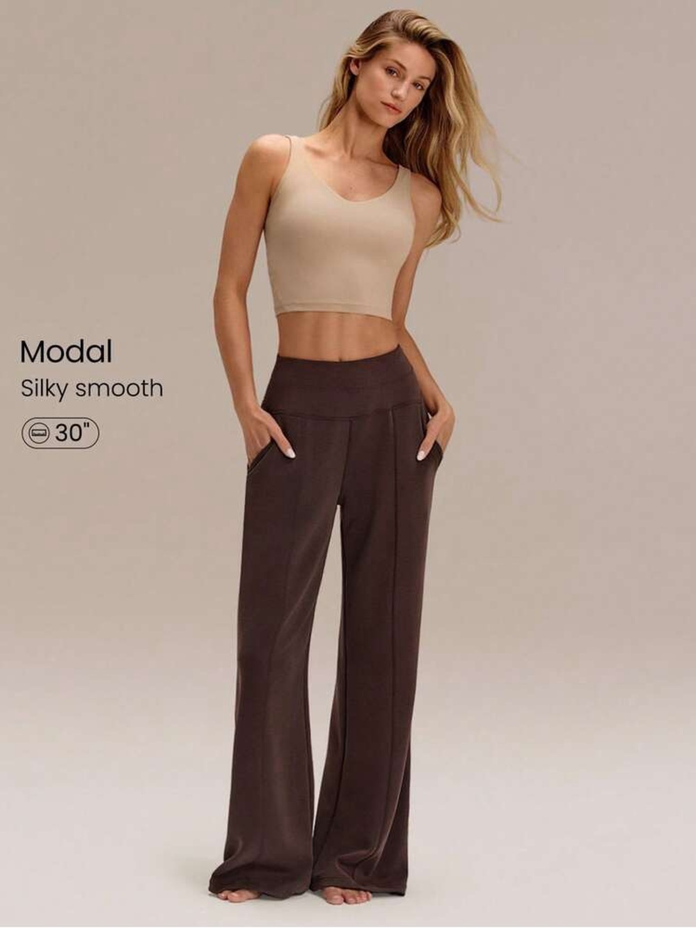 Wide-Leg Modal Pants in Chocolate Brown